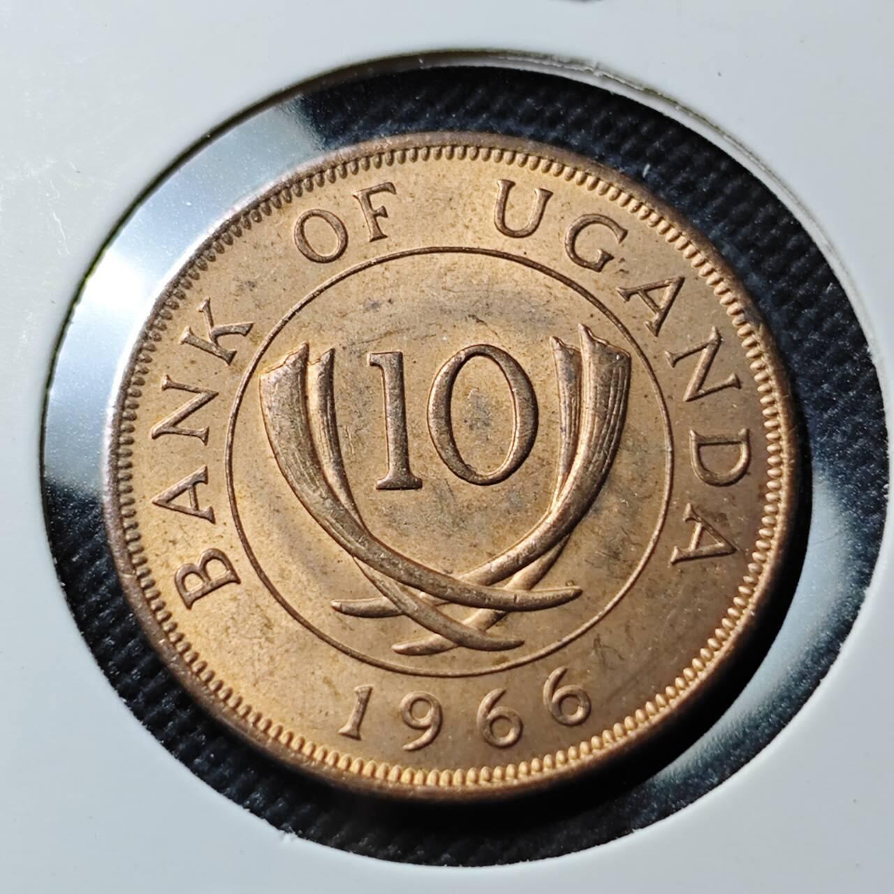 KK钱币收藏小铺  第383期  2月预留时间 周末发货  1966乌干达10分铜币 好品