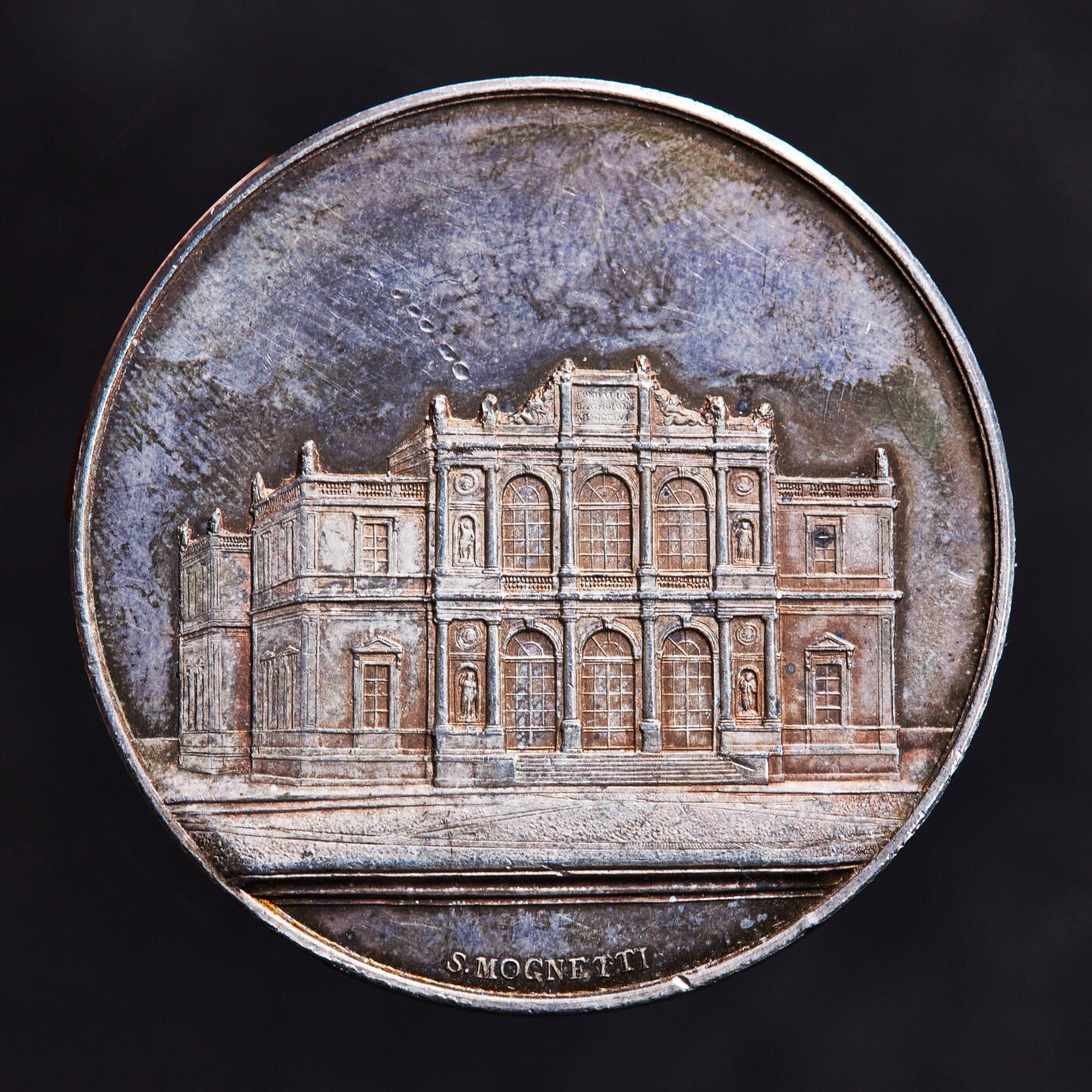 【俄甄集藏】2026年(046)01-07 星期三 晚 19:30 全场包邮 瑞士19世纪日内瓦音乐学院表彰音乐成就银质奖章，直径：41mm，重量：34.19克，黄油彩包浆，类精制底板按