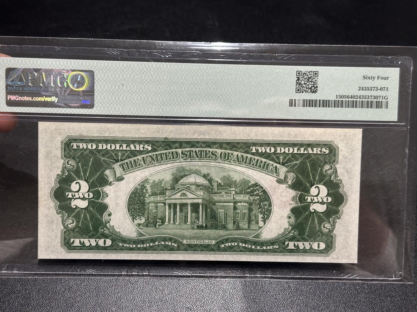 《外钞收藏家》第五百九十九期（畅拍场）（本平台长期征集拍品、欢迎藏友们联系合作） 1928年美国红库印2美元 PMG64