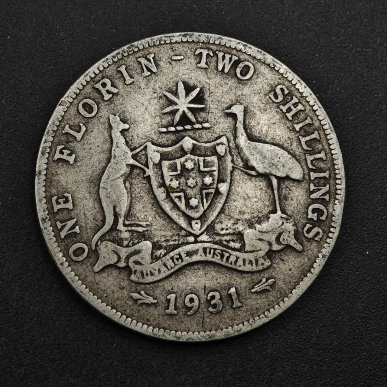 【淘币小摊】限时拍第八百三十九拍  散币银币场  满百包邮可预留两周  周一统一发货  澳大利亚1931年乔治五世弗洛林银币参考银价175