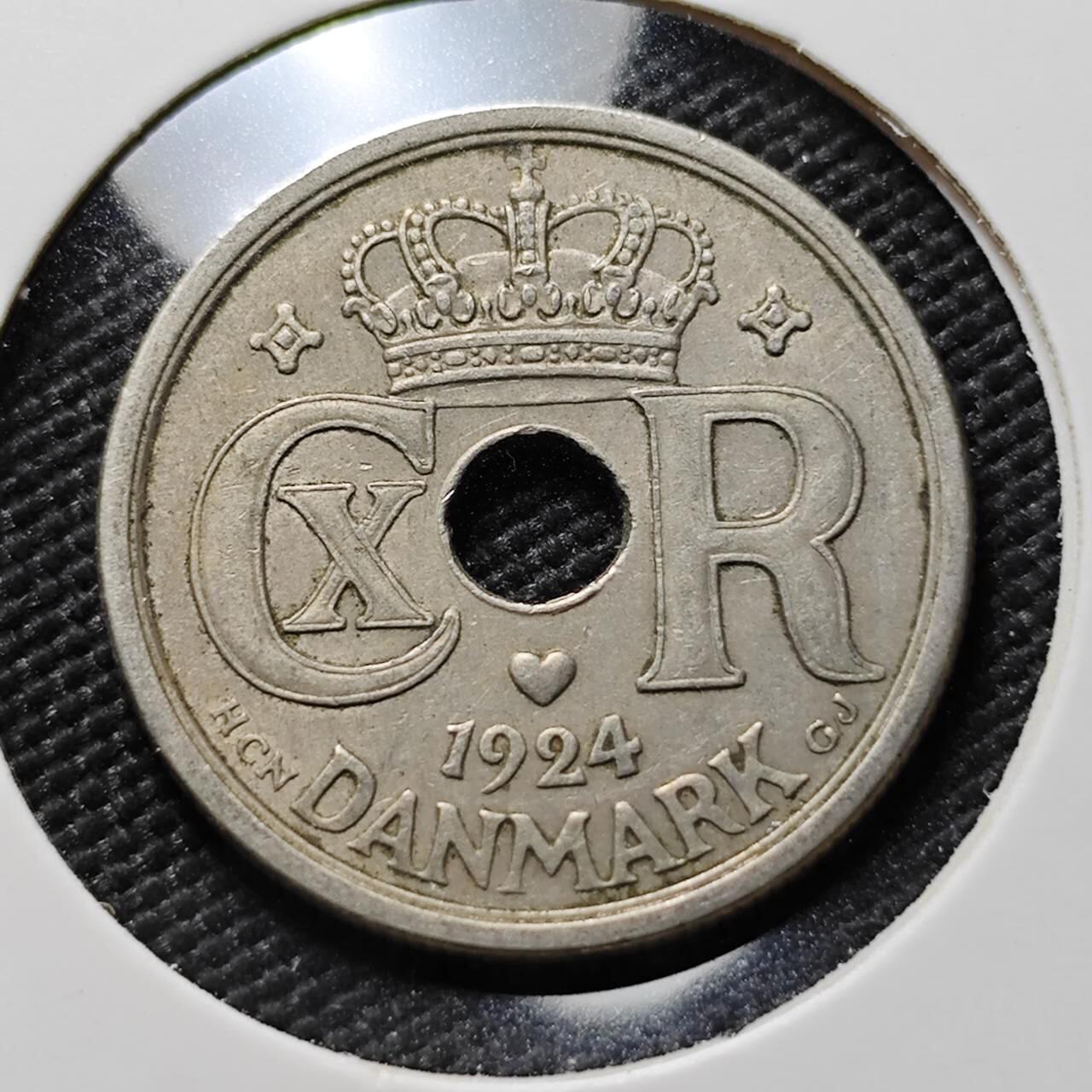 KK钱币收藏小铺  第384期  2月预留时间 周末发货 1924 丹麦25欧尔
