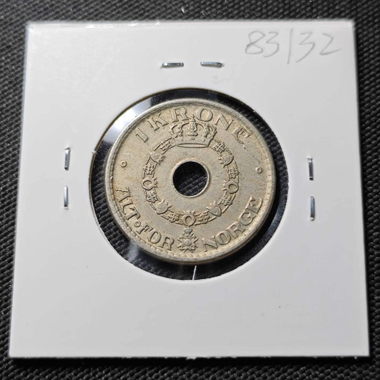 KK钱币收藏小铺  第383期  2月预留时间 周末发货  1950挪威1欧尔镍币