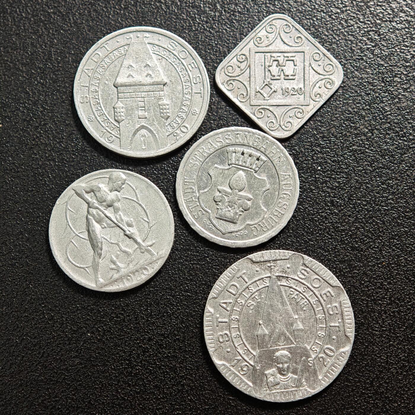 【德藏】世界币章拍卖第160期 德国 德紧硬币 5枚一组