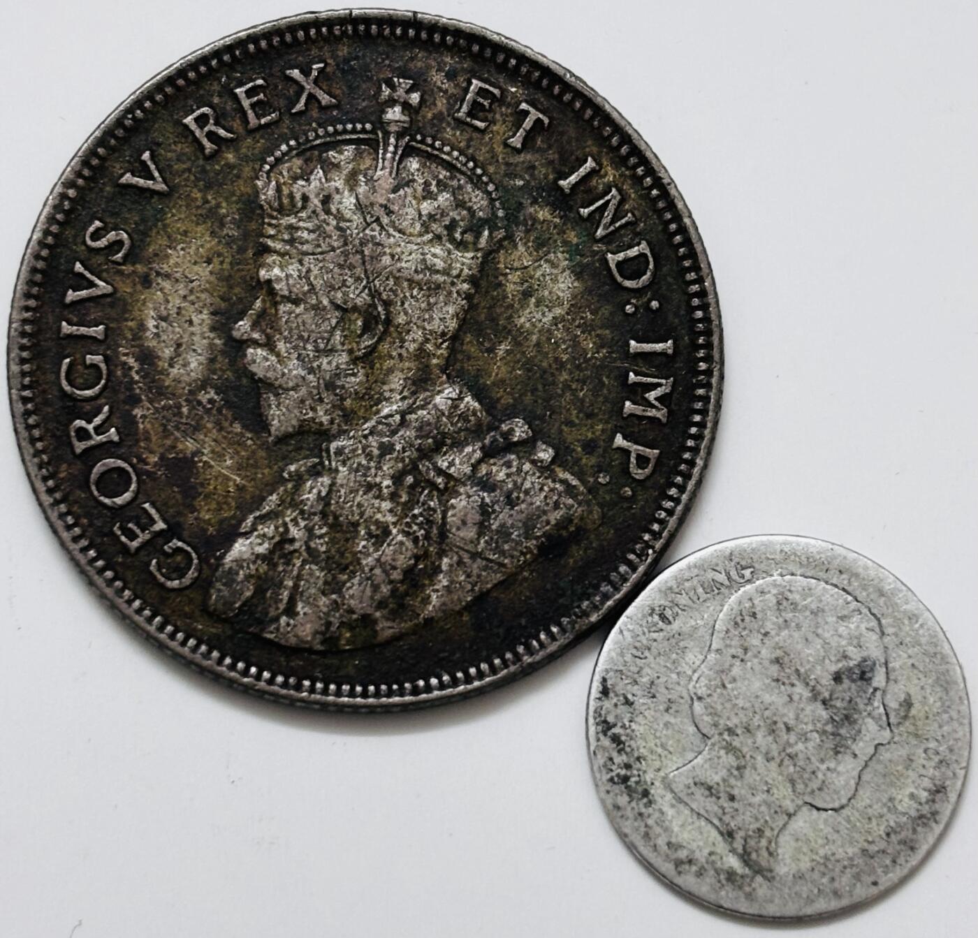 文馨钱币收藏 迎新纳福2026新年第一场（第 287 场）金银老铜币拍卖 1922 年英属东非乔治五世 1 先令银币➕荷兰威廉三世 10 分银币共 8.8 克