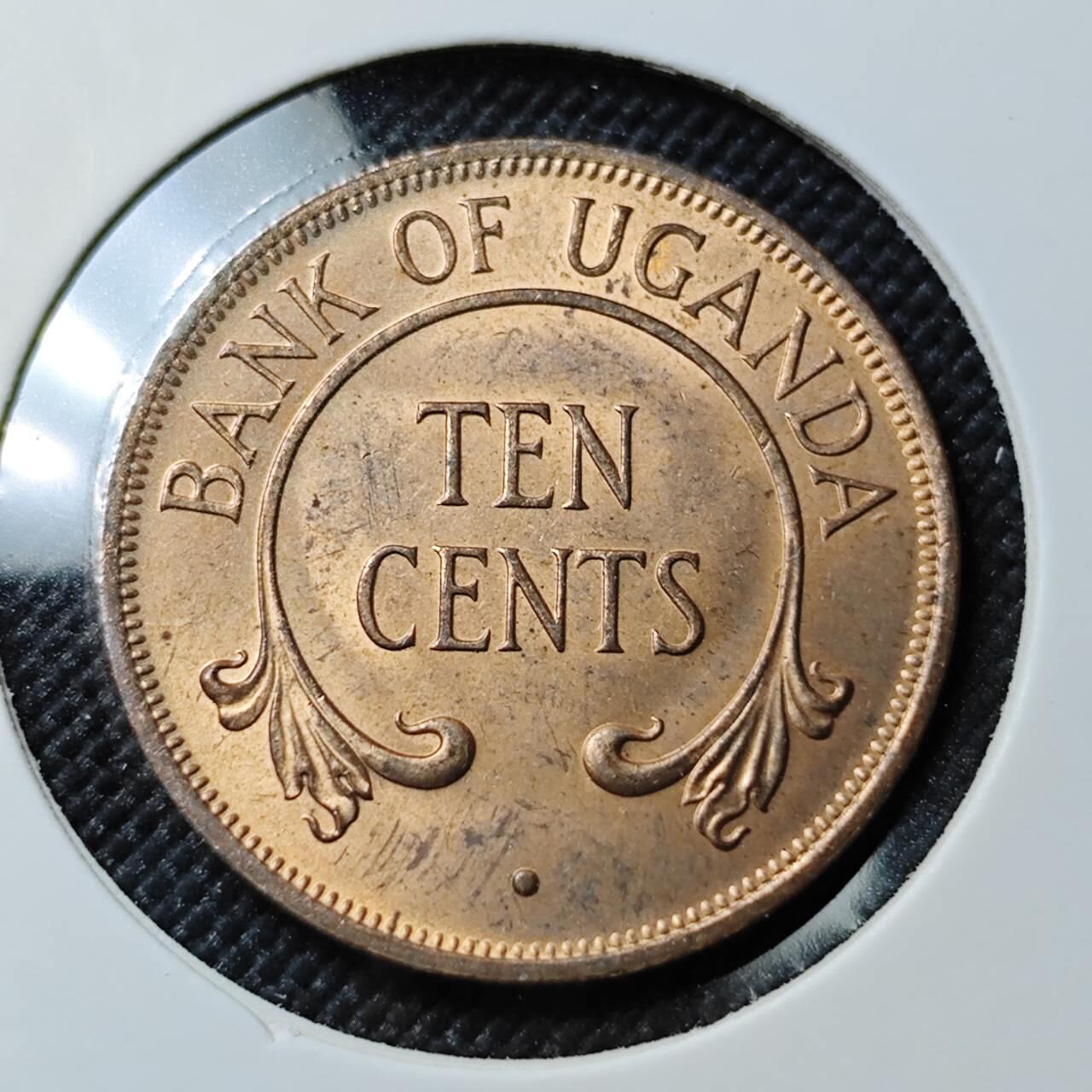 KK钱币收藏小铺  第383期  2月预留时间 周末发货  1966乌干达10分铜币 好品