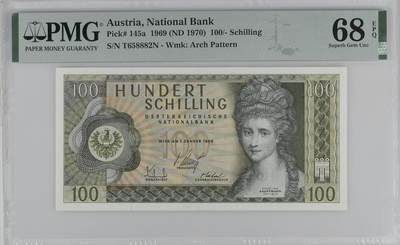 《艾美收藏》第227期-1.3周六外币黄金场-马年首拍 - 奥地利1969年100先令PMG68E亚军分无347靓号 女画家考夫曼 冠军分69分仅1张
