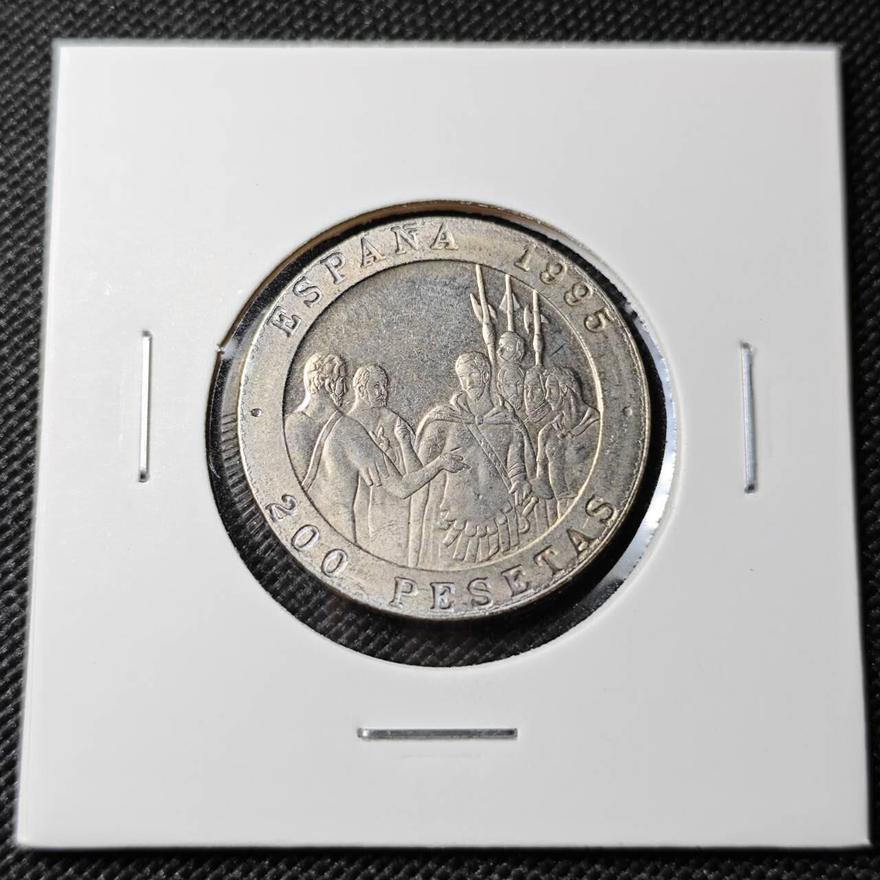 KK钱币收藏小铺  第385期  2月预留时间 周末发货  1995西班牙200比塞塔纪念币 少见主题