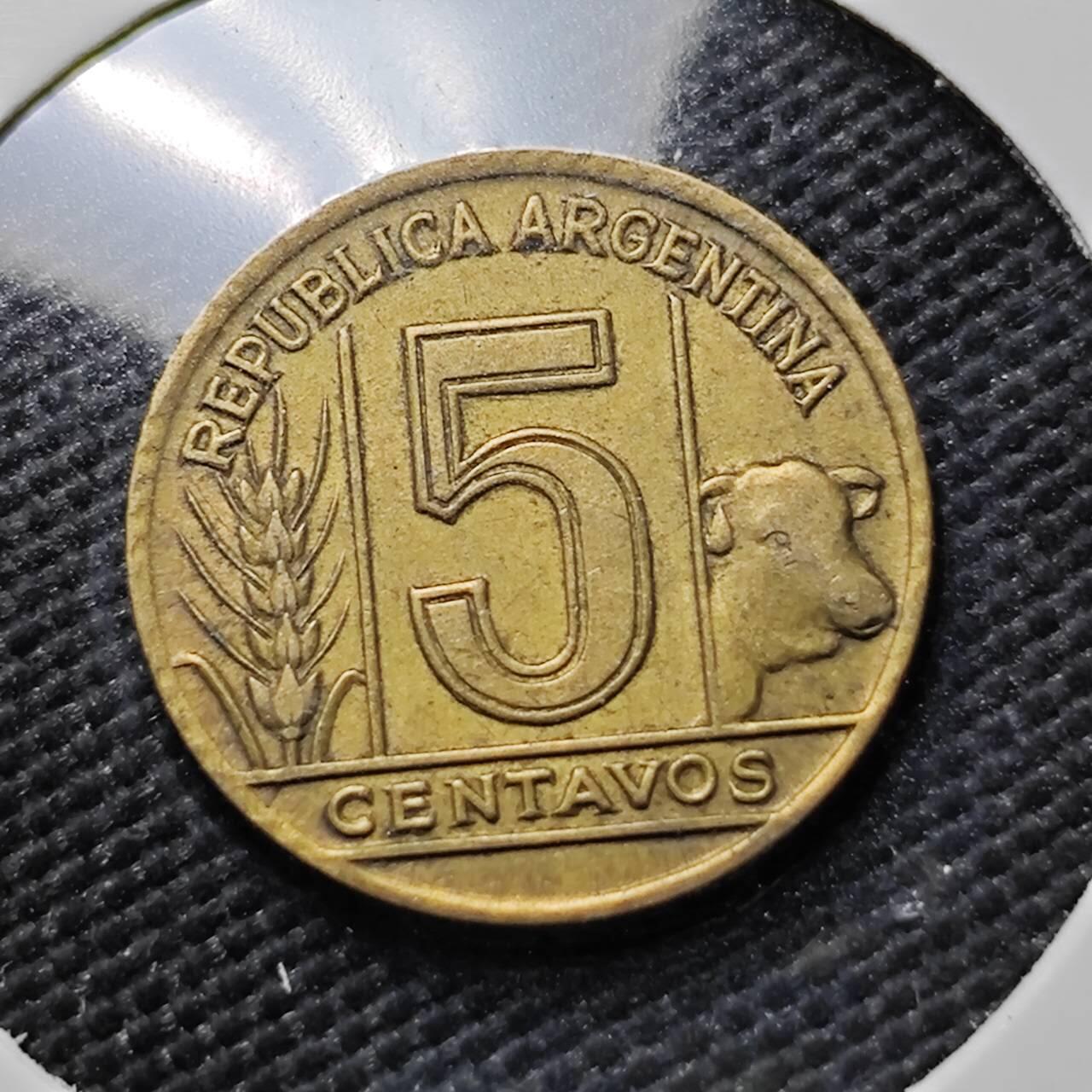 KK钱币收藏小铺  第384期  2月预留时间 周末发货  1944阿根廷5分铜币