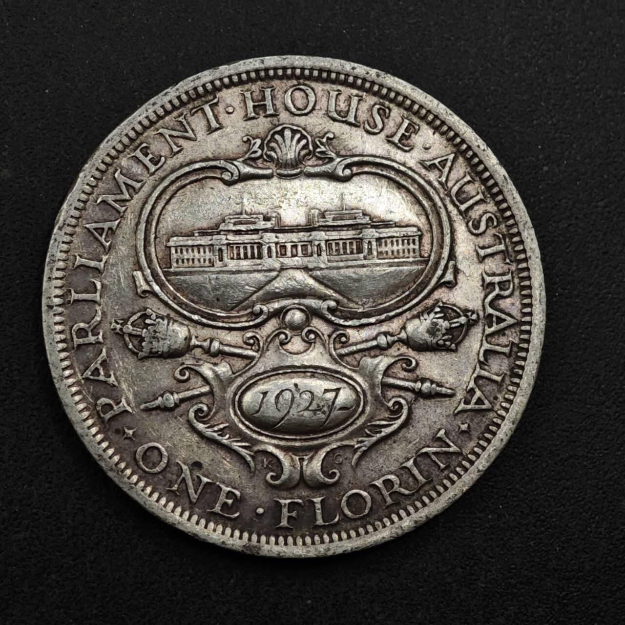 【淘币小摊】限时拍第八百三十九拍  散币银币场  满百包邮可预留两周  周一统一发货  澳大利亚1927年乔治五世弗洛林银币参考银价175