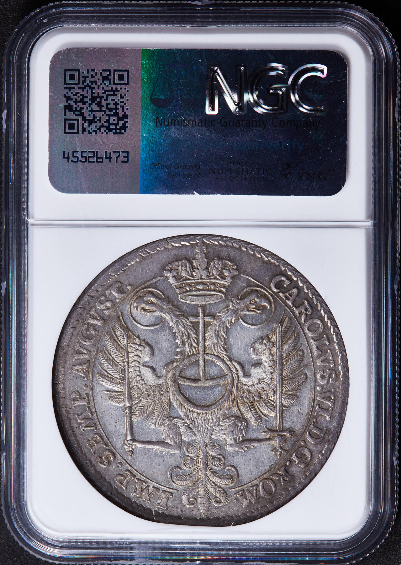 【俄甄集藏】2026年(046)01-07 星期三 晚 19:30 全场包邮 神圣罗马帝国-德国汉堡自由市1730年IHL版城市纹章1泰勒大银币，NGC MS63，独年版，发行量5000枚，底板凝霜，名誉品种