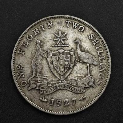【淘币小摊】限时拍第八百三十九拍  散币银币场  满百包邮可预留两周  周一统一发货  - 澳大利亚1927年乔治五世弗洛林银币参考银价175