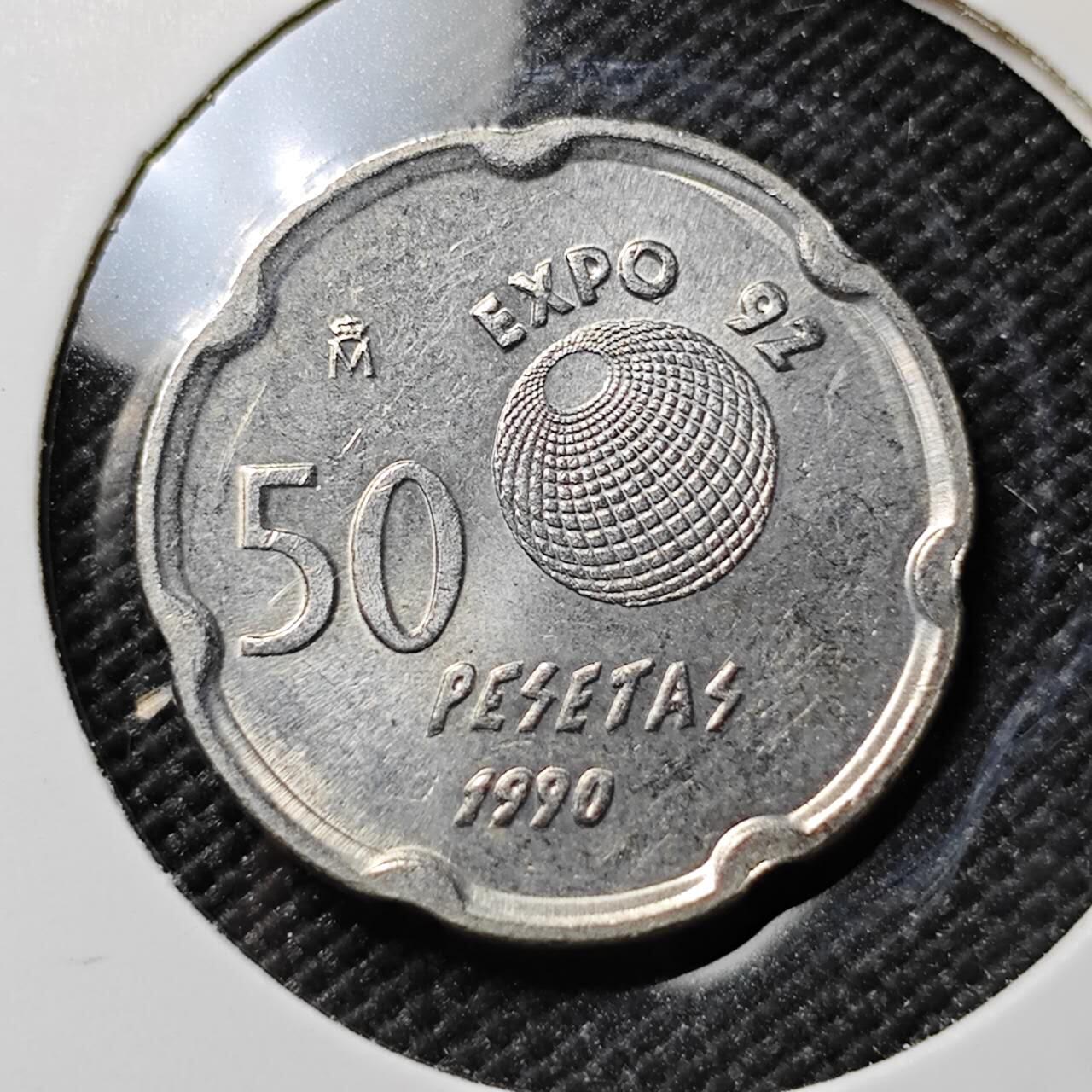 KK钱币收藏小铺  第384期  2月预留时间 周末发货  西班牙50比塞塔纪念币