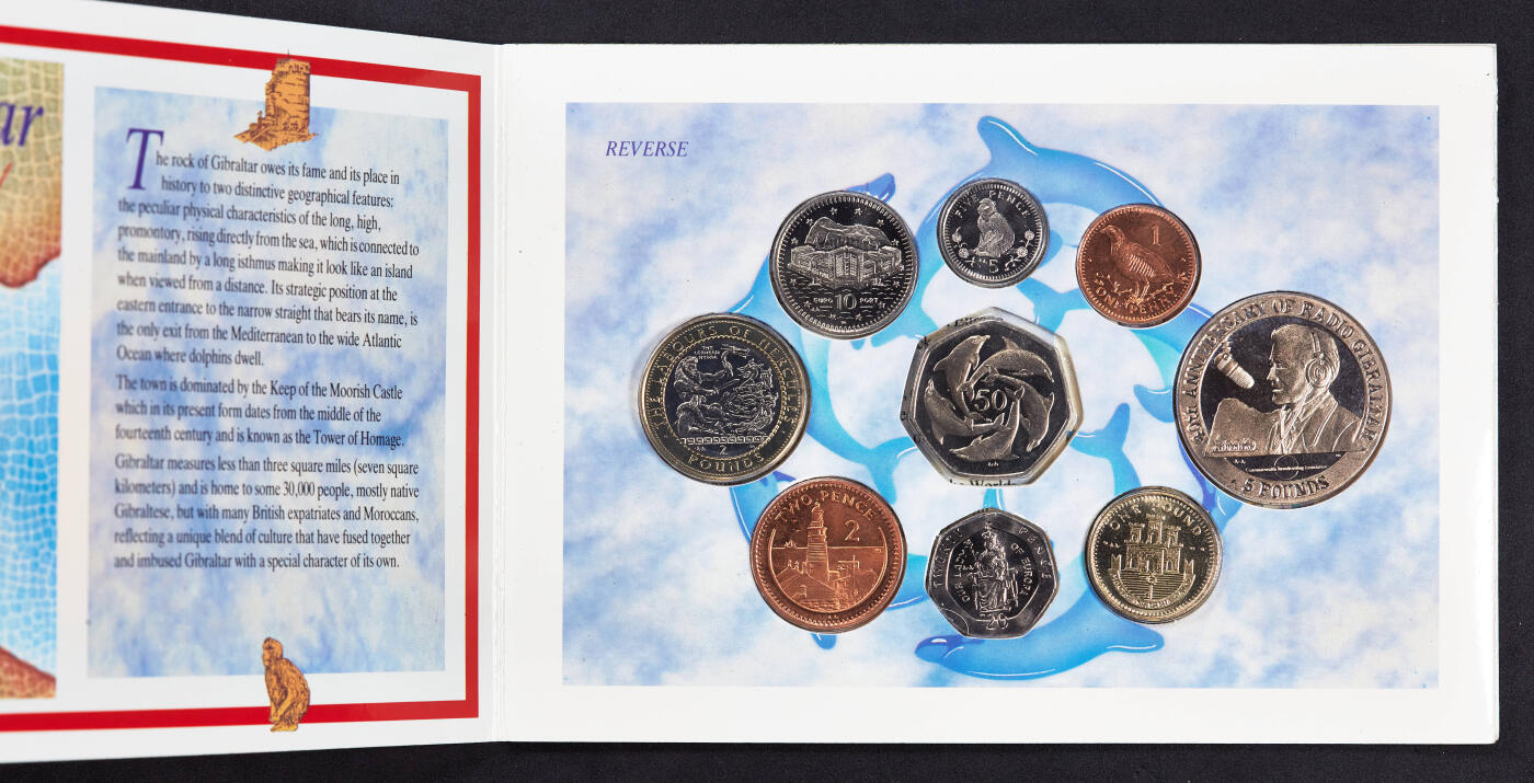 【俄甄集藏】2026年(046)01-07 星期三 晚 19:30 全场包邮 英属直布罗陀1998年1便士-5镑册装硬币9枚全套，全新品相，稀少品种