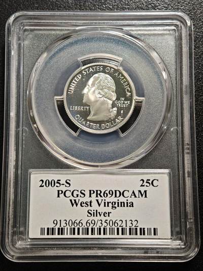 【德藏】世界币章拍卖第160期 - 2005年 美国西弗吉尼亚州25分精制纪念银币 PCGS PR69DCAM