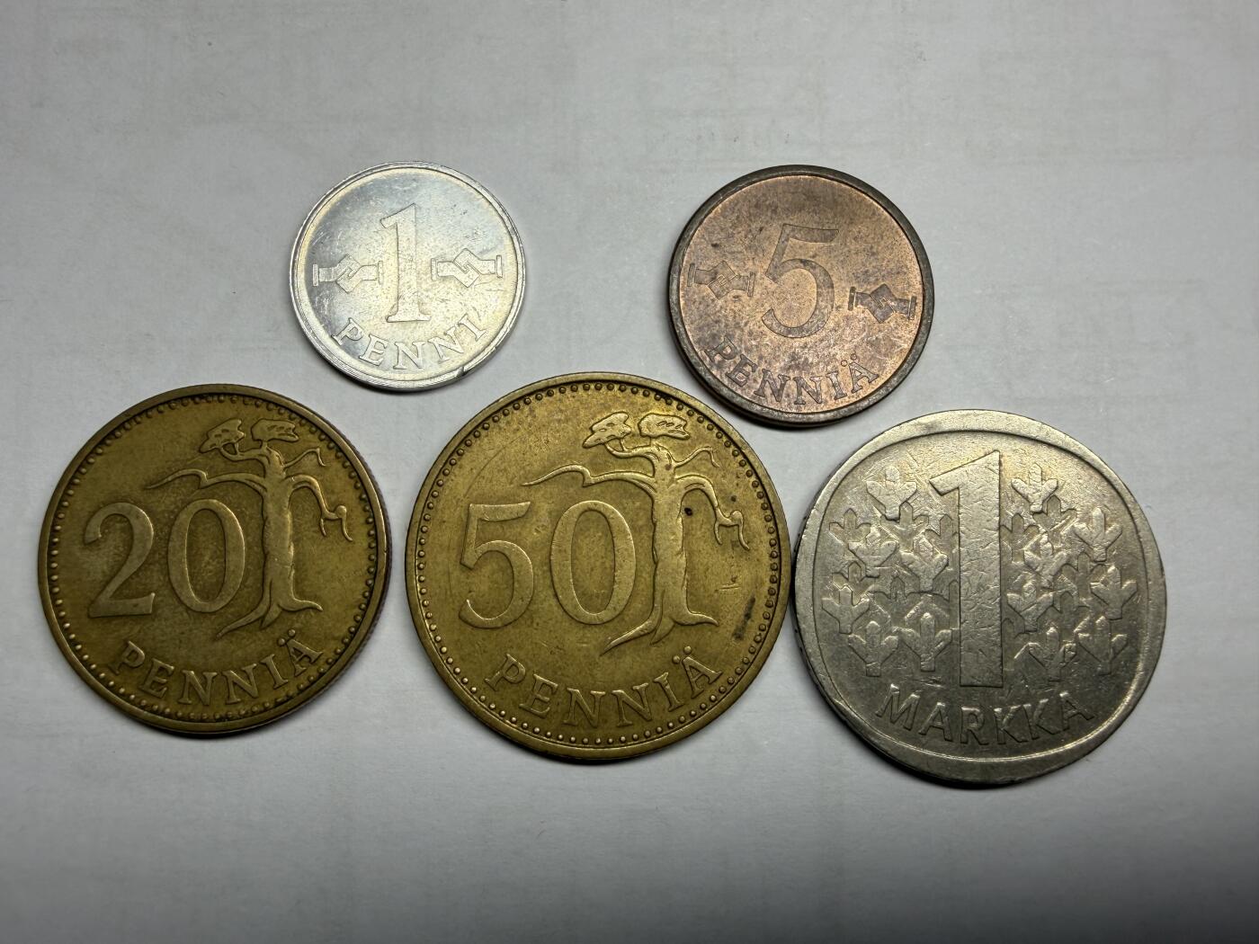 2026年集古藏今外币拍卖第一期-第1场—（总第298拍），可以寄存60天，满160元包邮。 芬兰各面值5枚