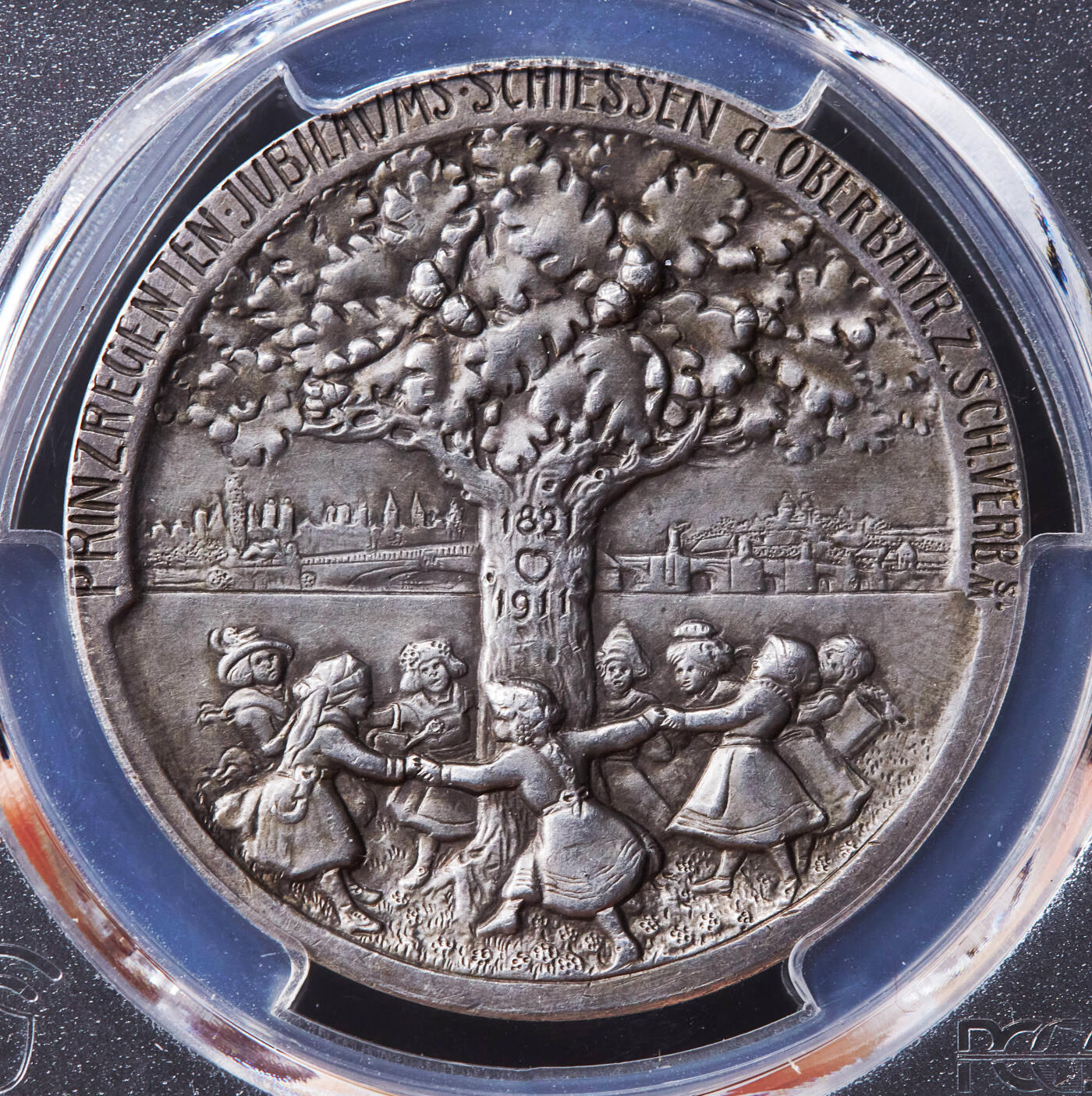 【俄甄集藏】2026年(046)01-07 星期三 晚 19:30 全场包邮 德国1911年纪念柳特波德亲王90寿辰橡树、皇室家族银章，PCGS SP63，原味状态，经典品种