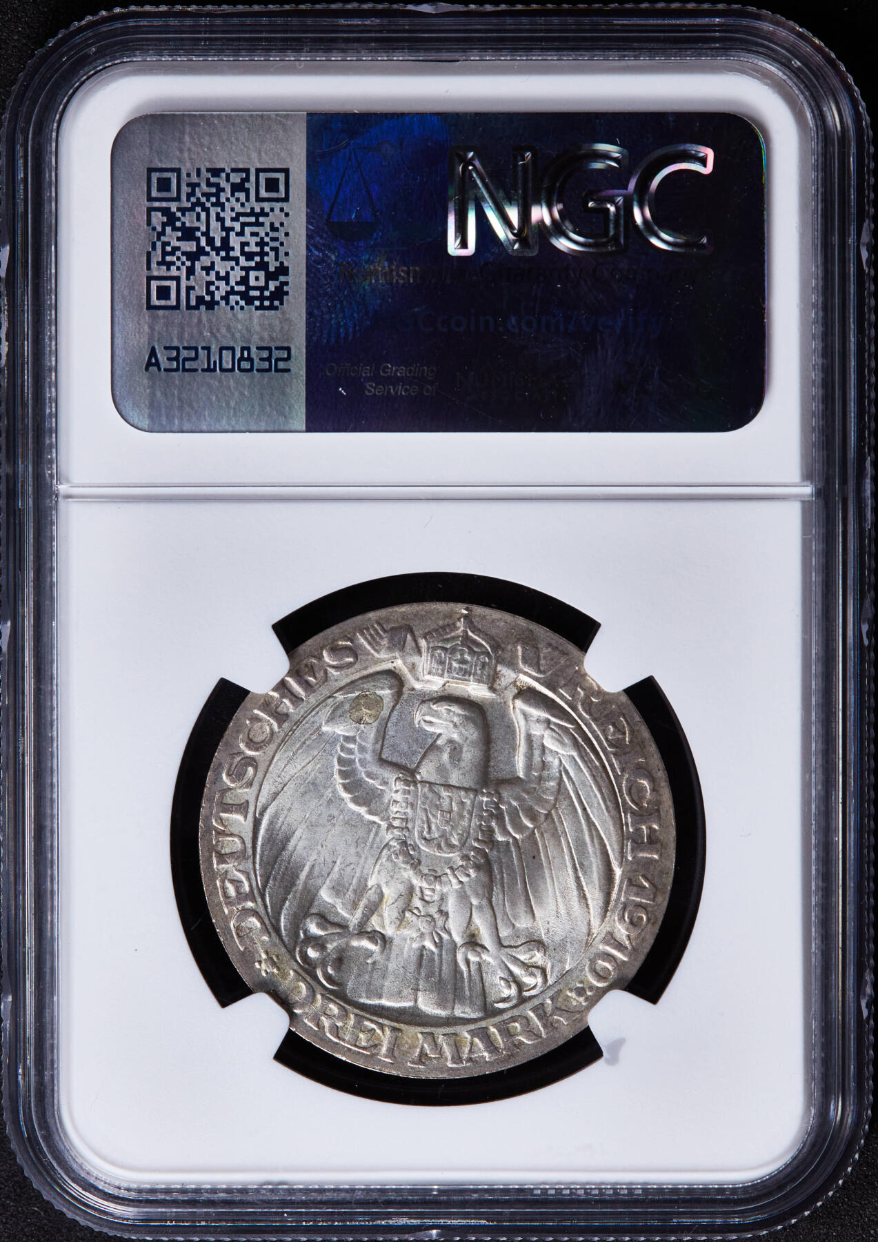 【俄甄集藏】2026年(046)01-07 星期三 晚 19:30 全场包邮 德国普鲁士1910年A版纪念柏林大学成立100周年3马克银币，NGC MS65，黄油彩，转光品相