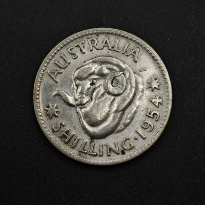 【淘币小摊】限时拍第八百三十九拍  散币银币场  满百包邮可预留两周  周一统一发货  - 澳大利亚1954年伊丽莎白二世一先令银币参考银价48