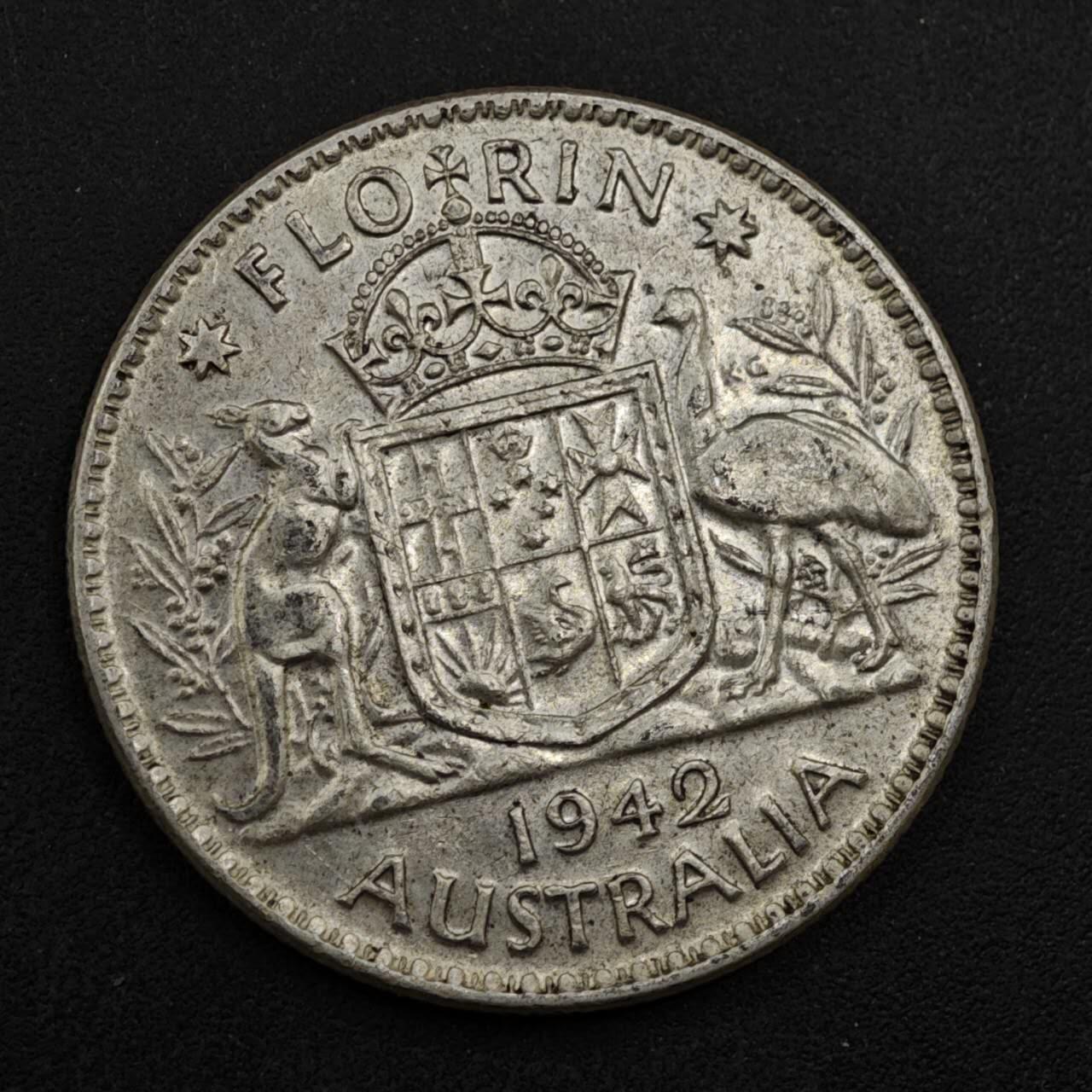 【淘币小摊】限时拍第八百三十九拍  散币银币场  满百包邮可预留两周  周一统一发货  澳大利亚1942年乔治六世弗洛林银币参考银价175