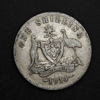 【淘币小摊】限时拍第八百三十九拍  散币银币场  满百包邮可预留两周  周一统一发货  - 澳大利亚1914年乔治五世一先令银币参考银价87