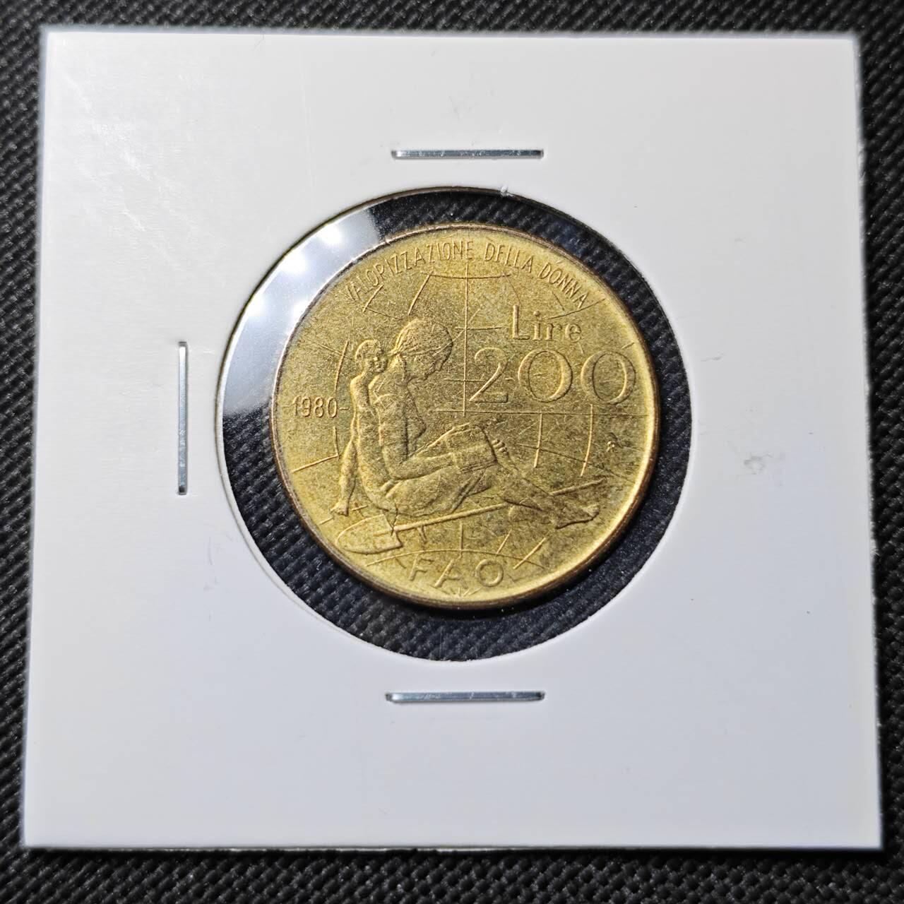 KK钱币收藏小铺  第384期  2月预留时间 周末发货  意大利200里拉纪念币 好品