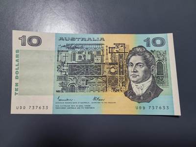 1月2号晚上8点 外国纸币自动截拍第78场 - 澳大利亚10元 近新极美品 签名3