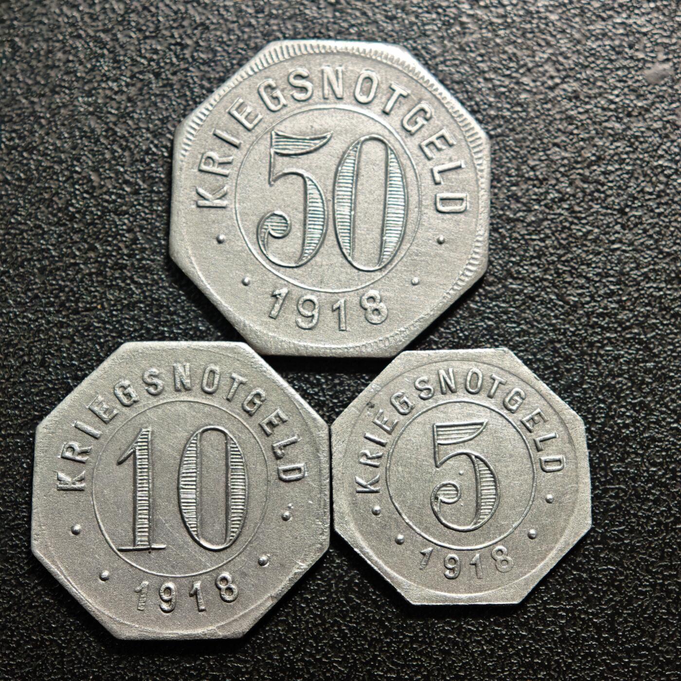 【德藏】世界币章拍卖第160期 德国 德紧硬币 3枚一组