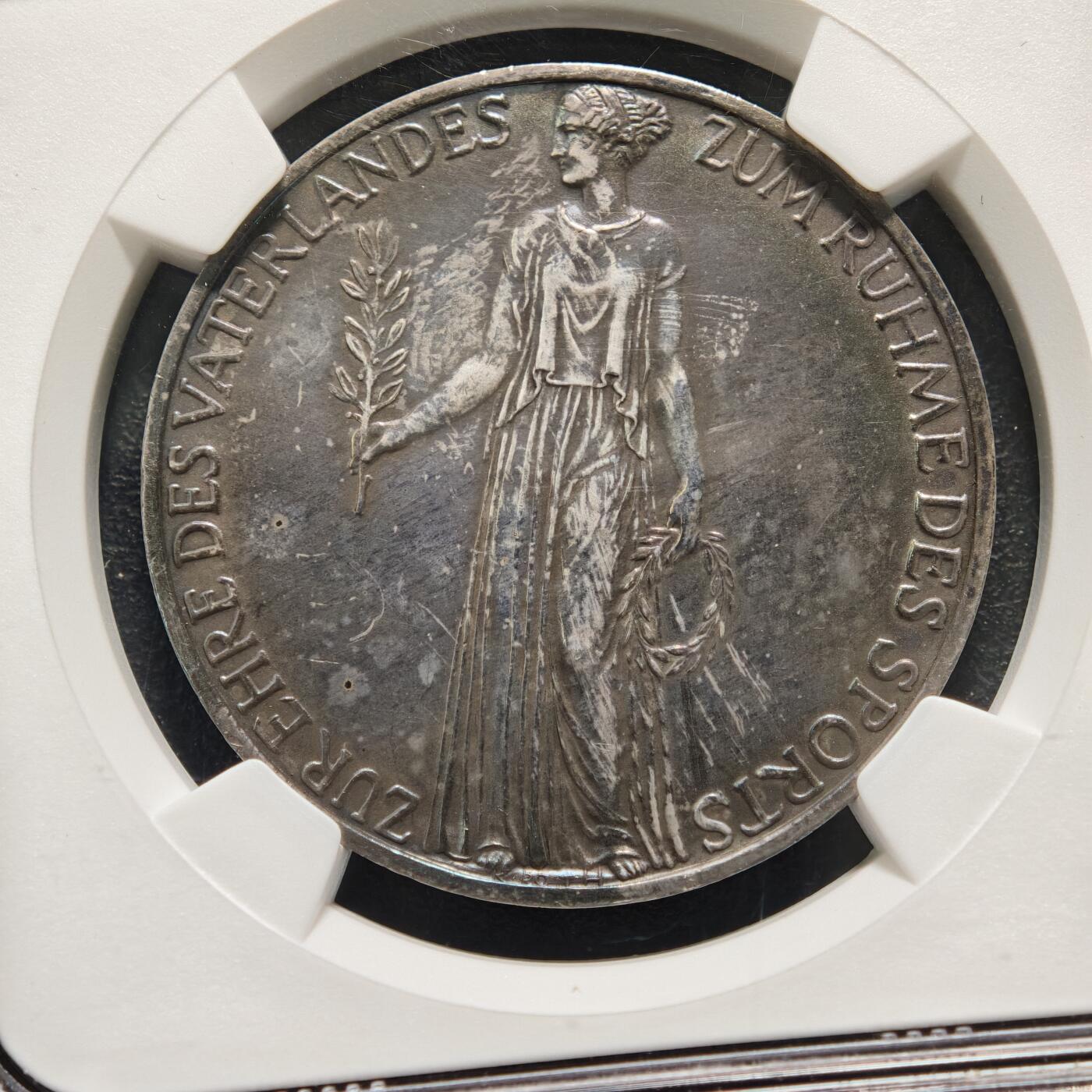 【德藏】世界币章拍卖第160期 1936年 德国柏林奥运会纪念银章 NGC MS63 深彩包浆 （原图请查询NGC评级官网）