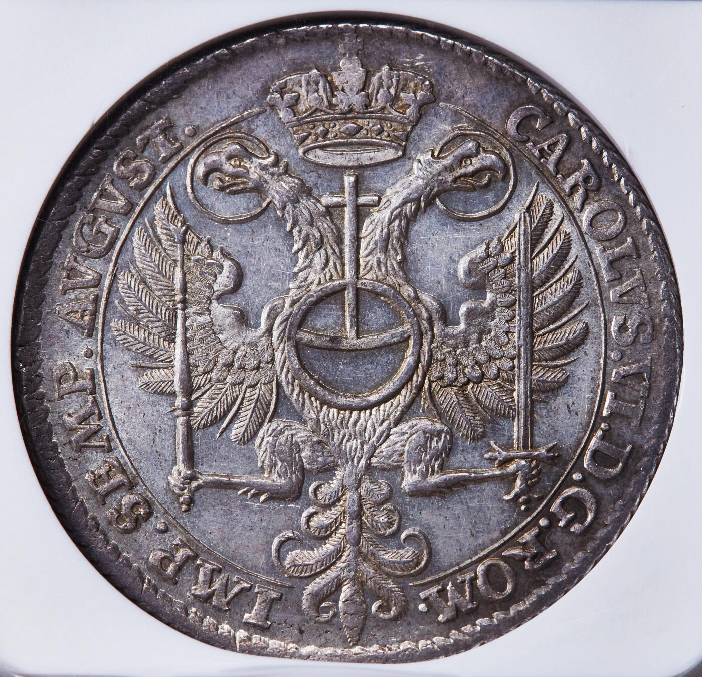 【俄甄集藏】2026年(046)01-07 星期三 晚 19:30 全场包邮 神圣罗马帝国-德国汉堡自由市1730年IHL版城市纹章1泰勒大银币，NGC MS63，独年版，发行量5000枚，底板凝霜，名誉品种