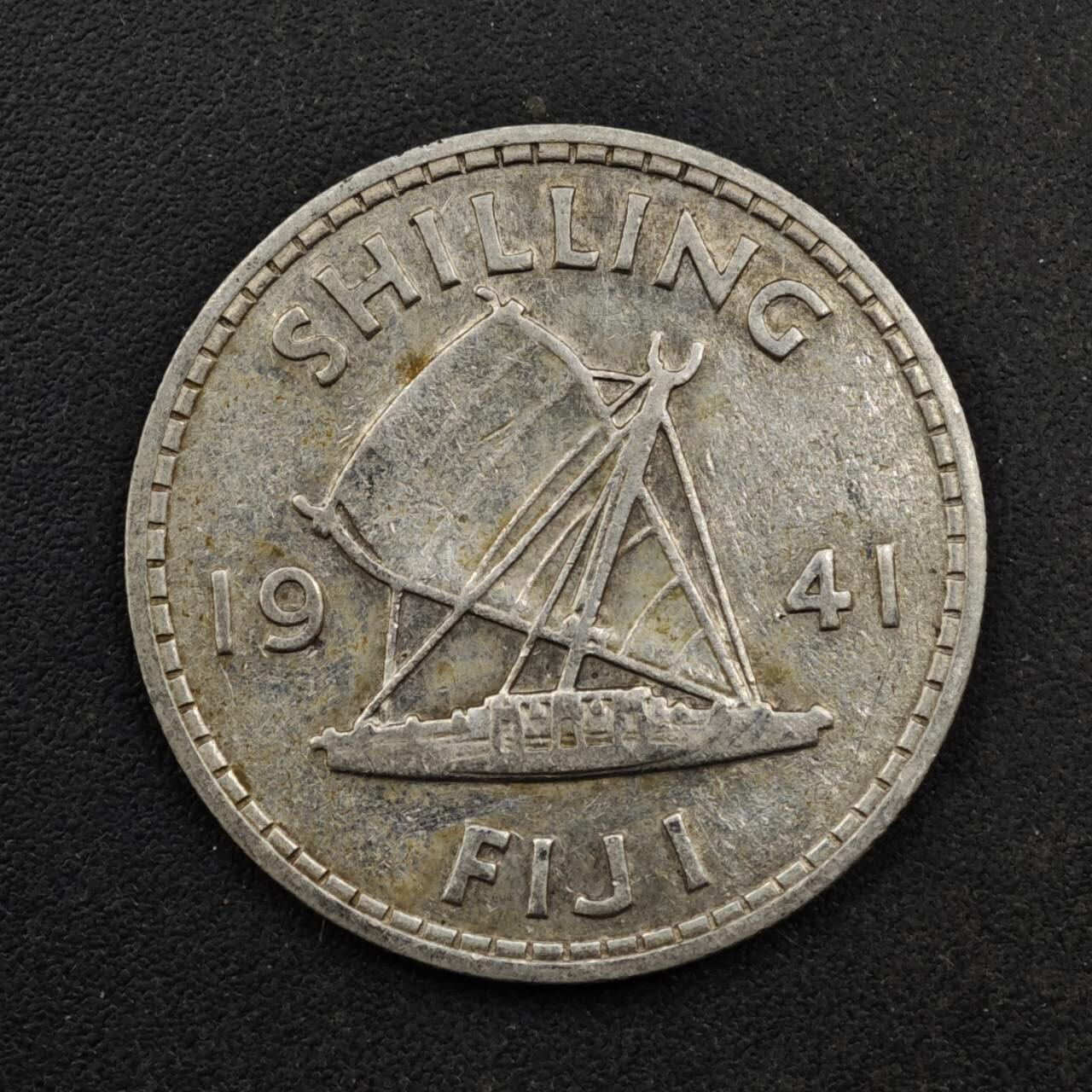 【淘币小摊】限时拍第八百三十九拍  散币银币场  满百包邮可预留两周  周一统一发货  斐济1941年乔治六世一先令银币参考银价47