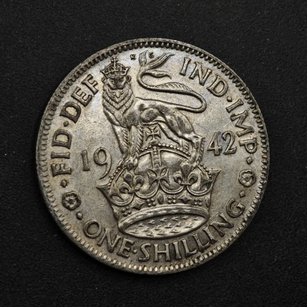 【淘币小摊】限时拍第八百三十九拍  散币银币场  满百包邮可预留两周  周一统一发货  英国1942年乔治六世一先令银币参考银价47