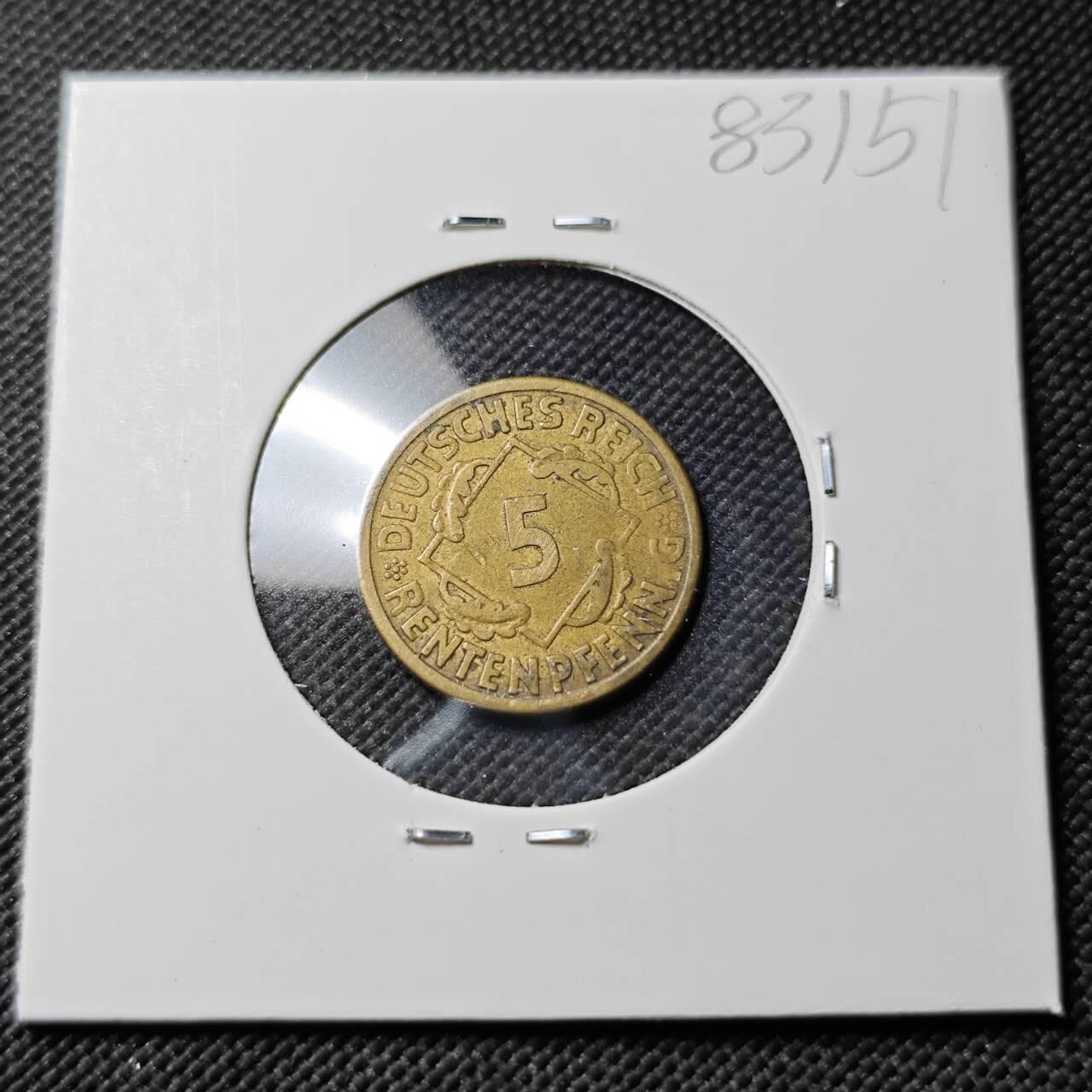 KK钱币收藏小铺  第383期  2月预留时间 周末发货  1924魏玛5分