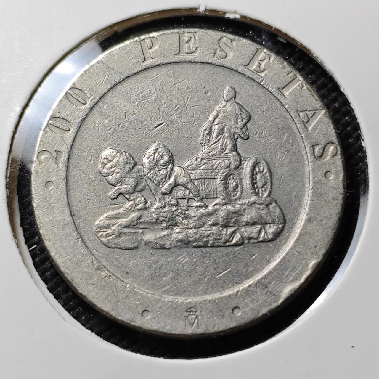 KK钱币收藏小铺  第384期  2月预留时间 周末发货  西班牙200比塞塔纪念币