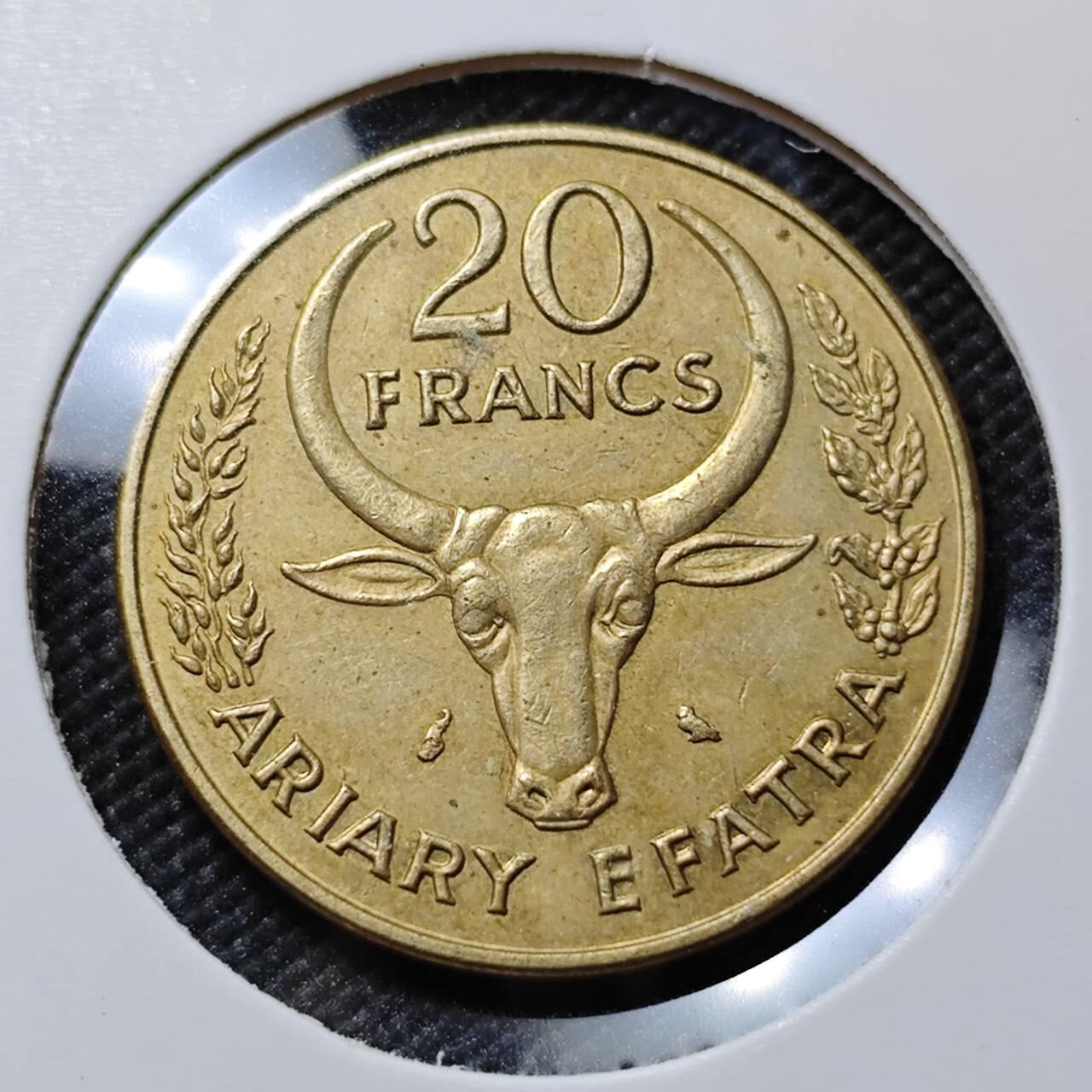 KK钱币收藏小铺  第385期  2月预留时间 周末发货  马达加斯加20法郎