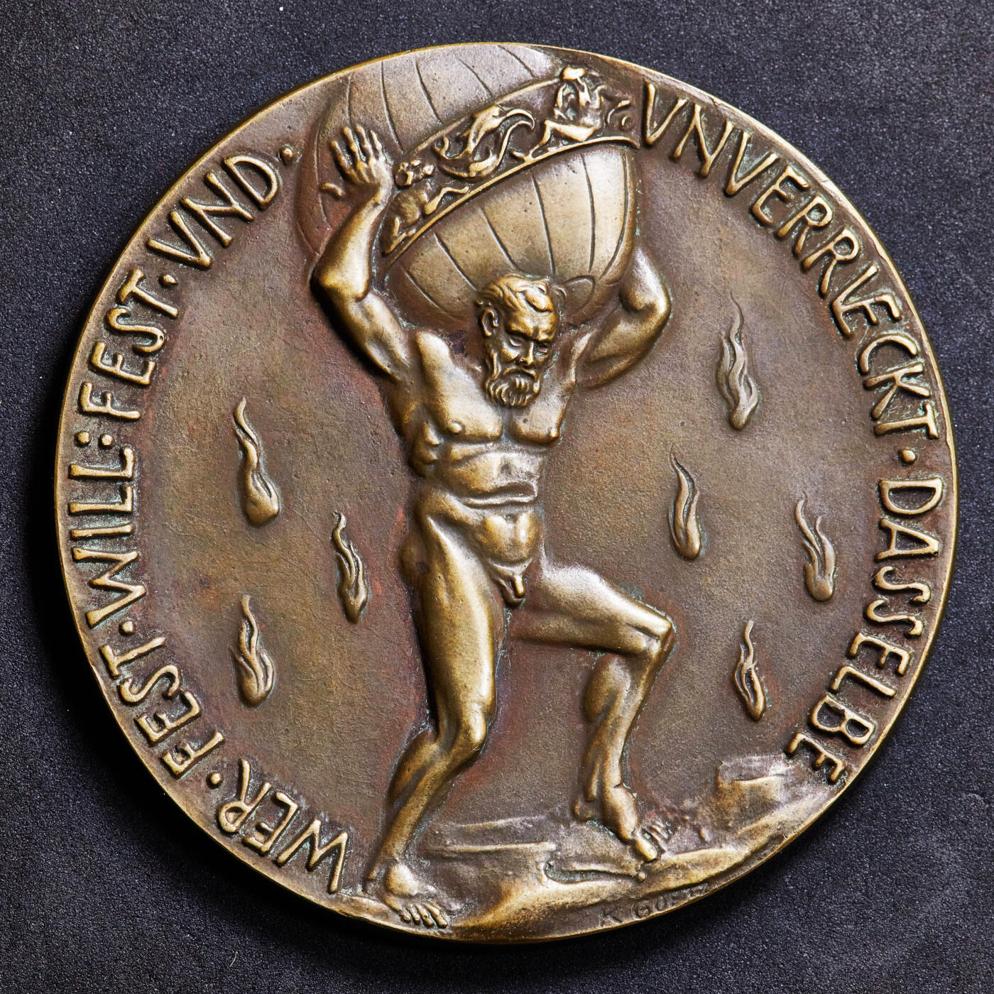 【俄甄集藏】2026年(046)01-07 星期三 晚 19:30 全场包邮 德国1914年纪念对俄宣战一战爆发大铜章，直径：84mm，重量：176.11克，稀少品种