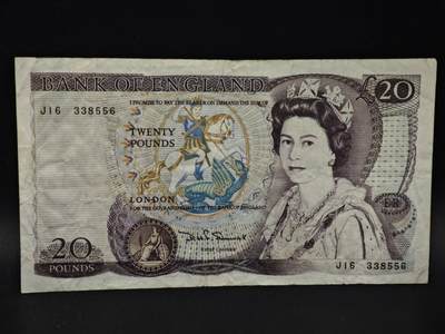 【淘币小摊】限时拍第八百四十二拍  纸币场  满百包邮可预留两周  周一统一发货  - 英国英格兰银行20镑纸币女皇水印【有折】