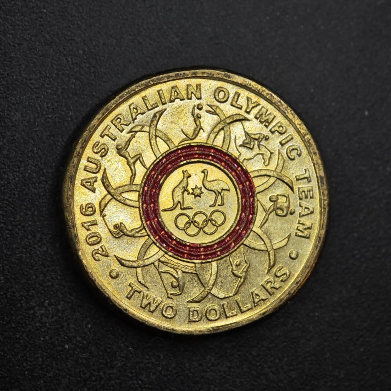 【淘币小摊】限时拍第八百四十拍  散币银币场  满百包邮可预留两周  周一统一发货  澳大利亚2016年奥运会2元纪念币