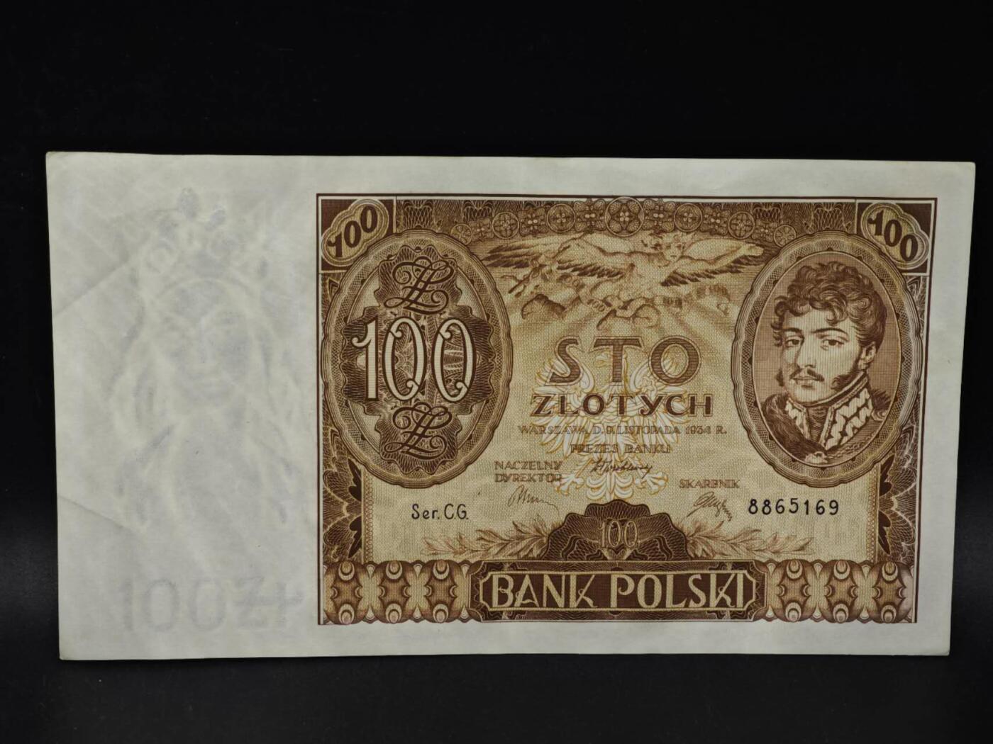 【淘币小摊】限时拍第八百四十二拍  纸币场  满百包邮可预留两周  周一统一发货  波兰1934年100兹罗提纸币【有折】