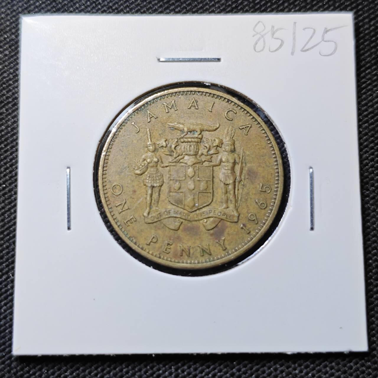 KK钱币收藏小铺  第385期  2月预留时间 周末发货  1965英属牙买加一便士铜币