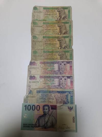 【20260106】非全新纸币和硬币第321场 - 亚洲国家8张纸币，有缺角和裂缝