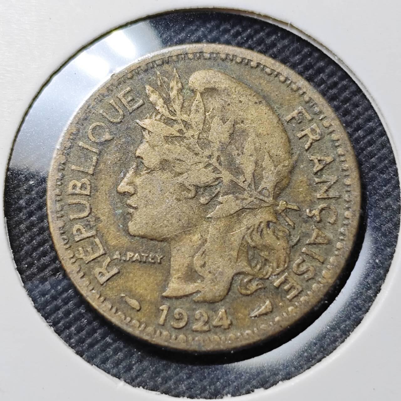 KK钱币收藏小铺  第385期  2月预留时间 周末发货  1924法属多哥1法郎铜币