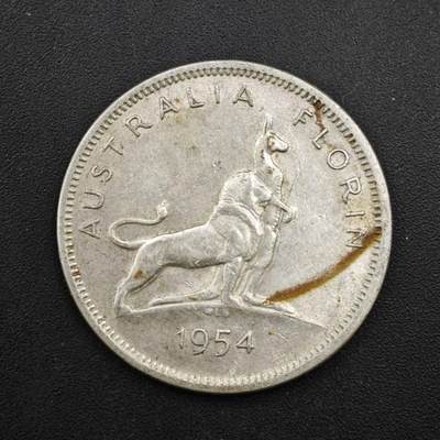 【淘币小摊】限时拍第八百四十拍  散币银币场  满百包邮可预留两周  周一统一发货  - 澳大利亚1954年伊丽莎白二世弗洛林银币参考银价98