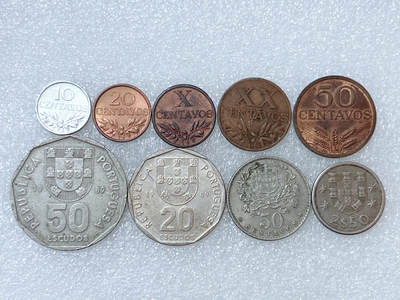第一海外回流一元起拍收藏 散集专场  第286期 - 葡萄牙不同面值硬币 9枚
