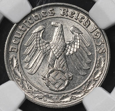 修遠堂世界钱币第一百期 - NGC MS63 1938年德三50芬尼坦克币