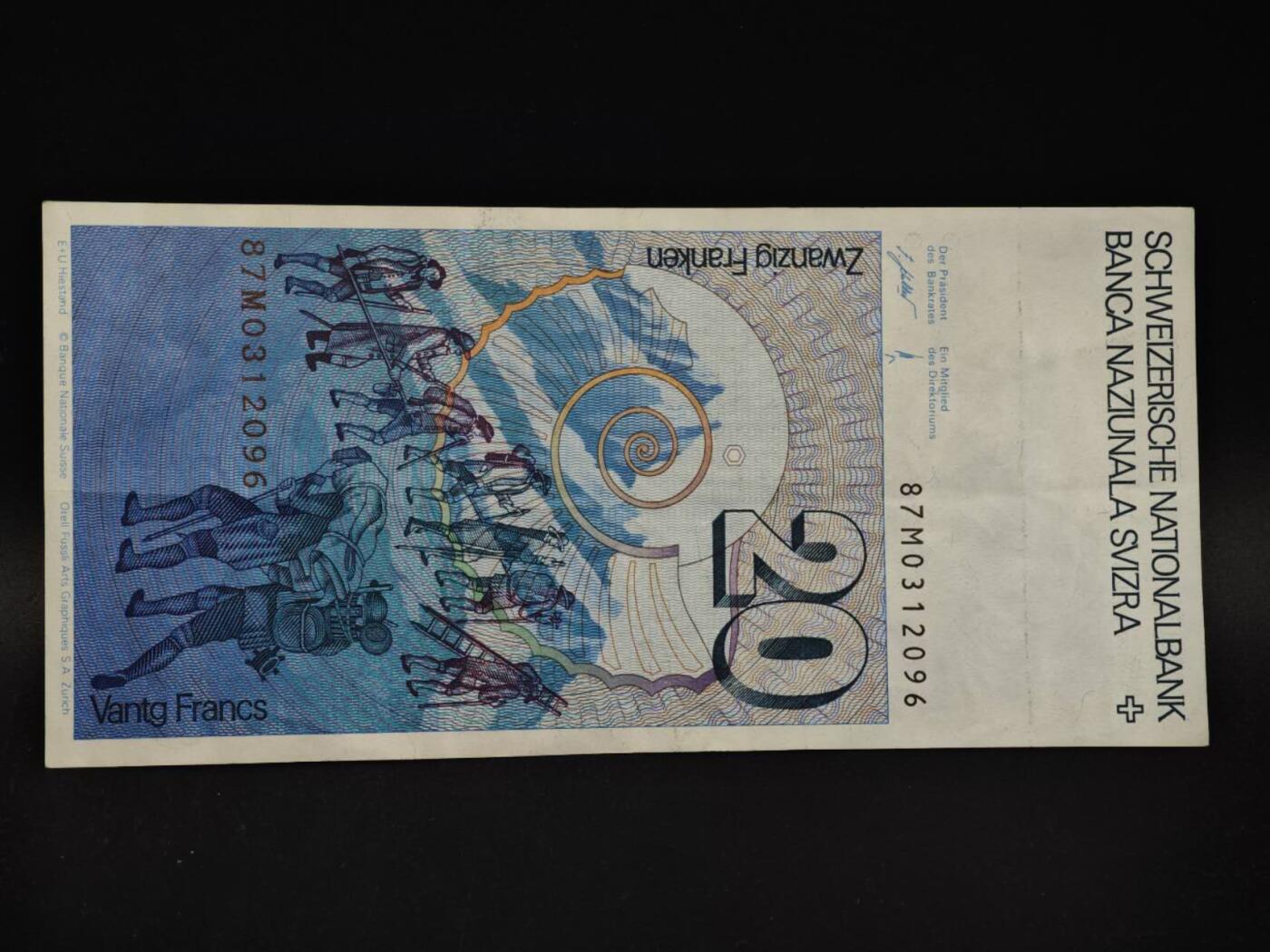 【淘币小摊】限时拍第八百四十二拍  纸币场  满百包邮可预留两周  周一统一发货  瑞士20法郎纸币【有折】