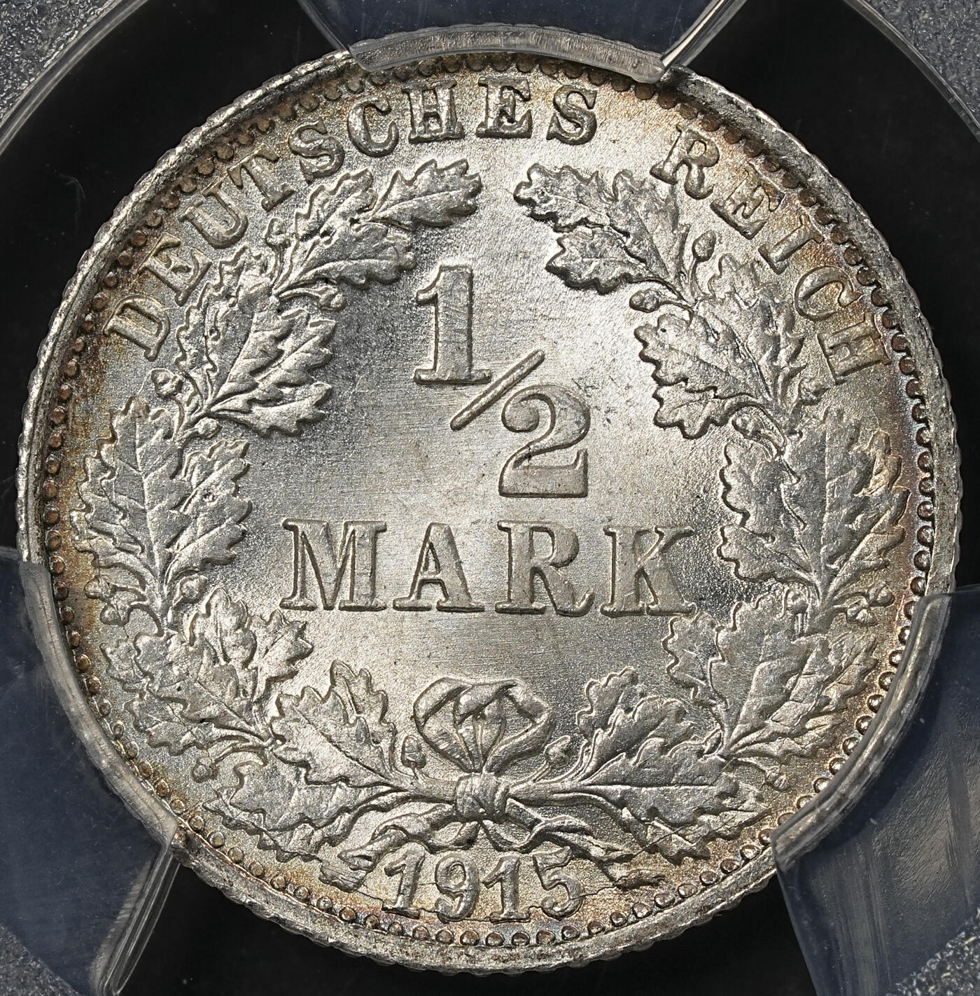 修遠堂世界钱币第一百期 PCGS MS68 1915年德国1/2马克银币 68分老币天花板级别分数 更有环彩加持 收藏级佳品