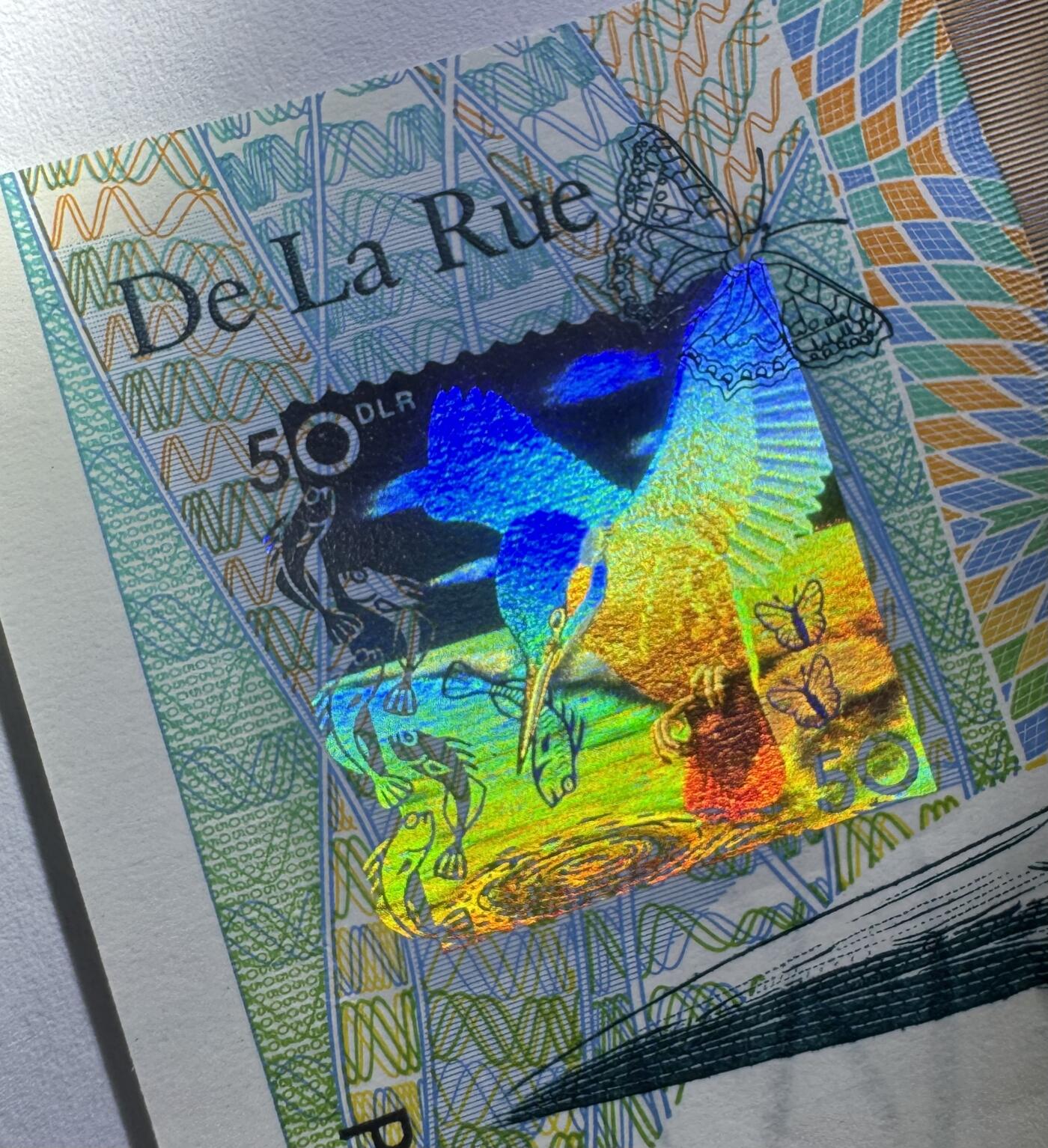 2026第1场（总第228期）：精品测试钞、外钞、塑料钞、连体钞综合场 德纳罗DLR “翠鸟”Optiks窗口测试钞UNC（有机压痕）