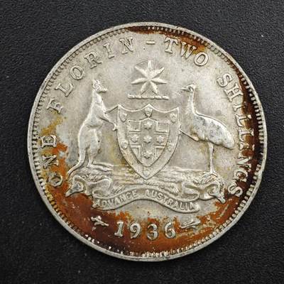 【淘币小摊】限时拍第八百四十拍  散币银币场  满百包邮可预留两周  周一统一发货  - 澳大利亚1936年乔治五世弗洛林银币参考银价180
