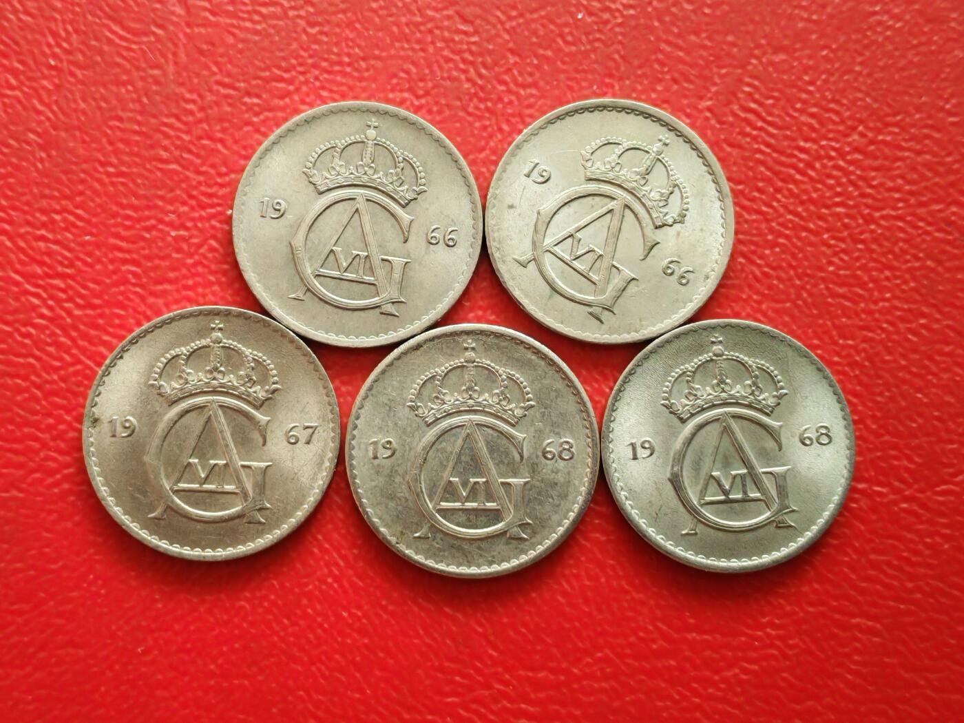 【云涧收藏】第八十五场，无预留最后收官场。 瑞典1966/67/68年25殴尔5枚