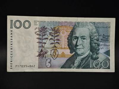 【淘币小摊】限时拍第八百四十二拍  纸币场  满百包邮可预留两周  周一统一发货  - 瑞典100克朗纸币【有折】